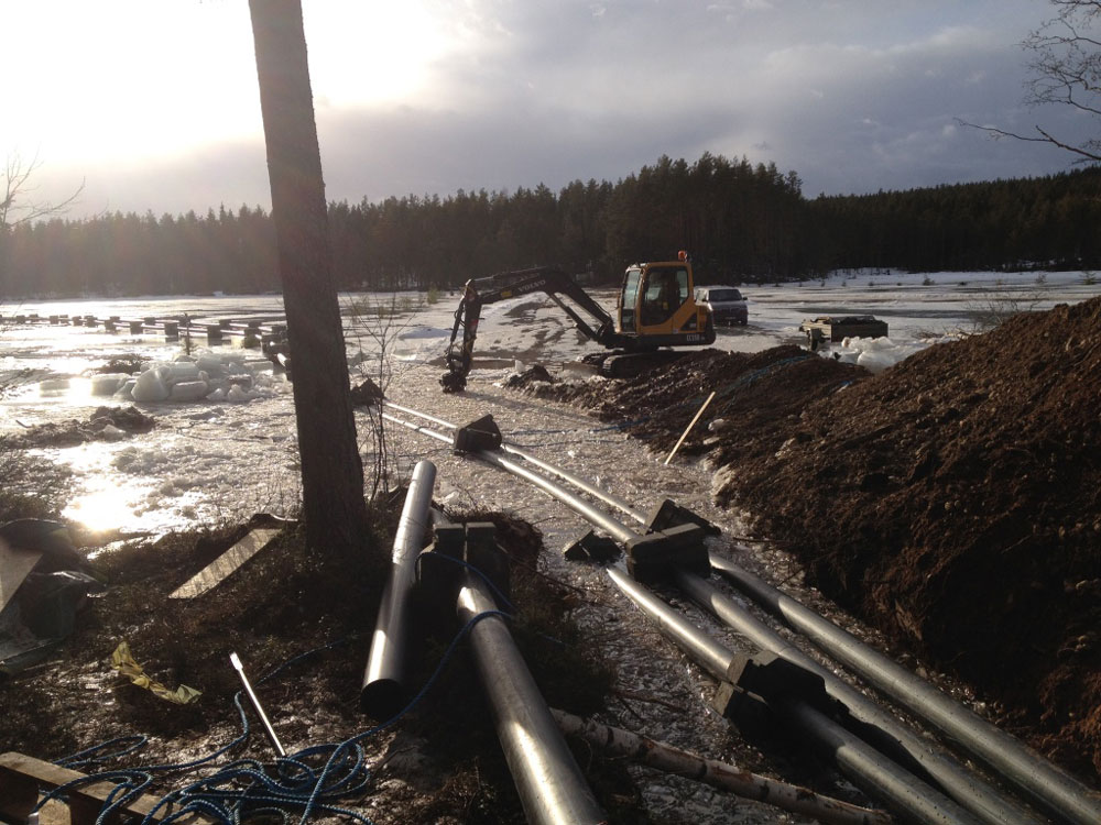 Installation av sjöledning utfört av SEA Sjöentreprenad och anläggning